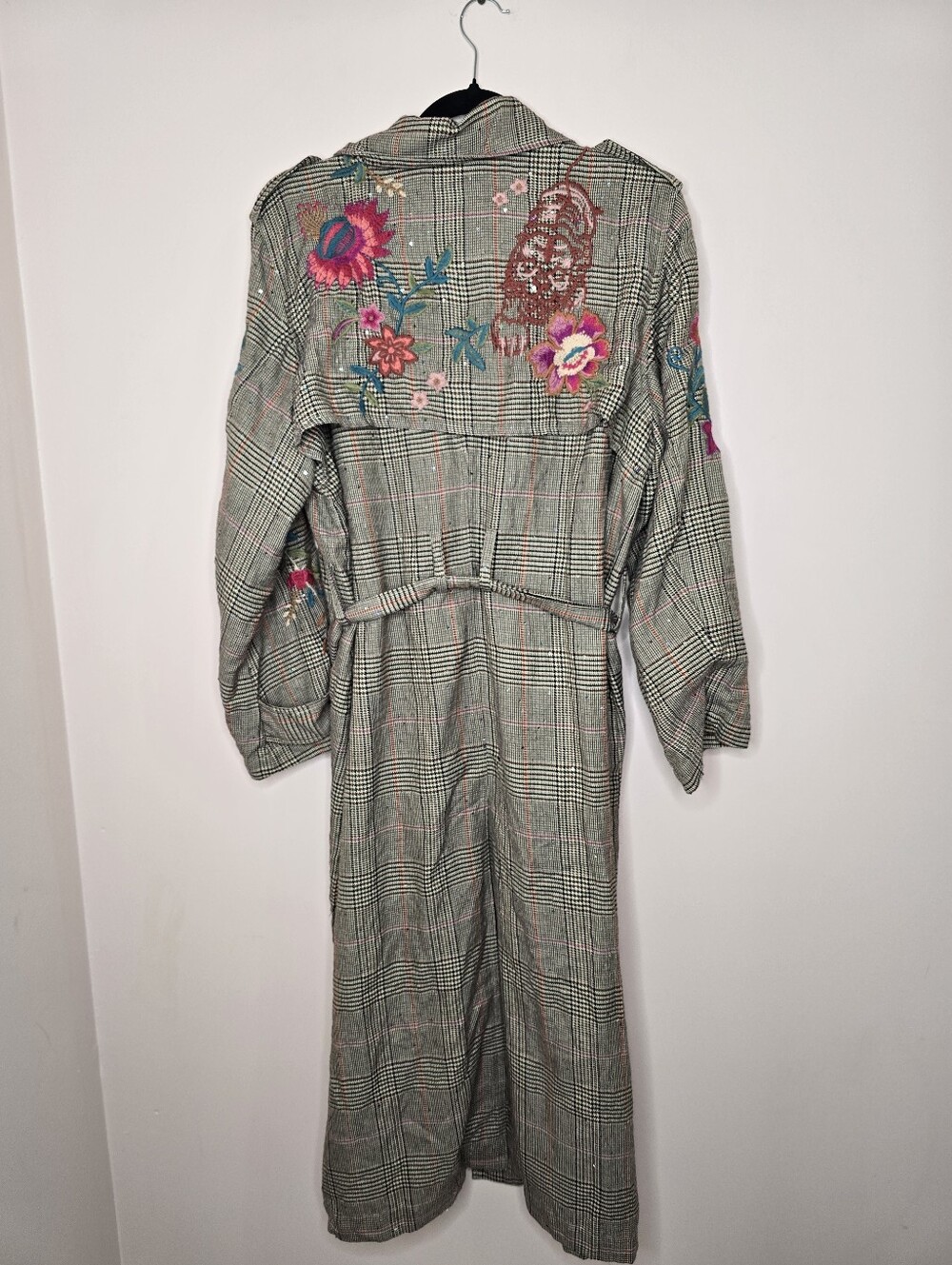 Johnny Was Womens Malina Plaid Trench Coat - Picture 7 of 9